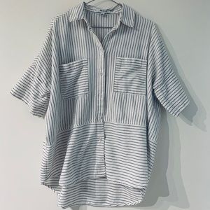 Madewell Striped Boxy Button Up Tee
